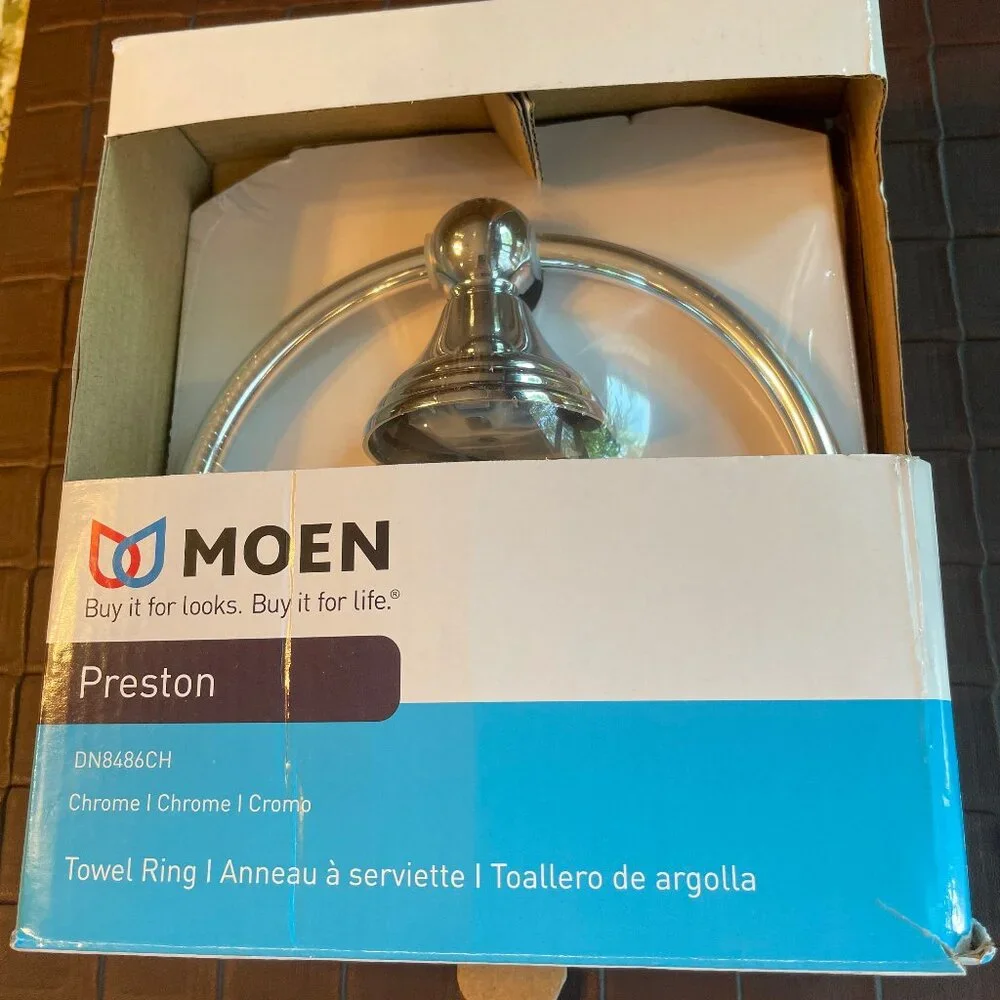 Moen Preston Chrome Towel Ring DN8486CH New in Box